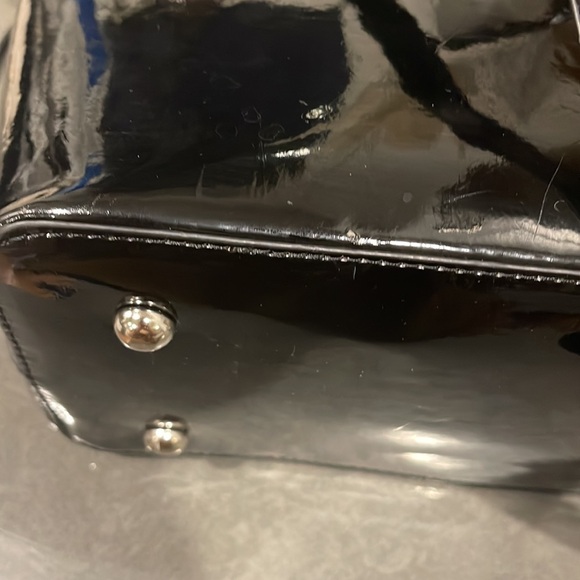 Grace Adele Black Patent Leather Purse with Strap - Picture 7 of 11